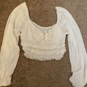 White long sleeve crop top